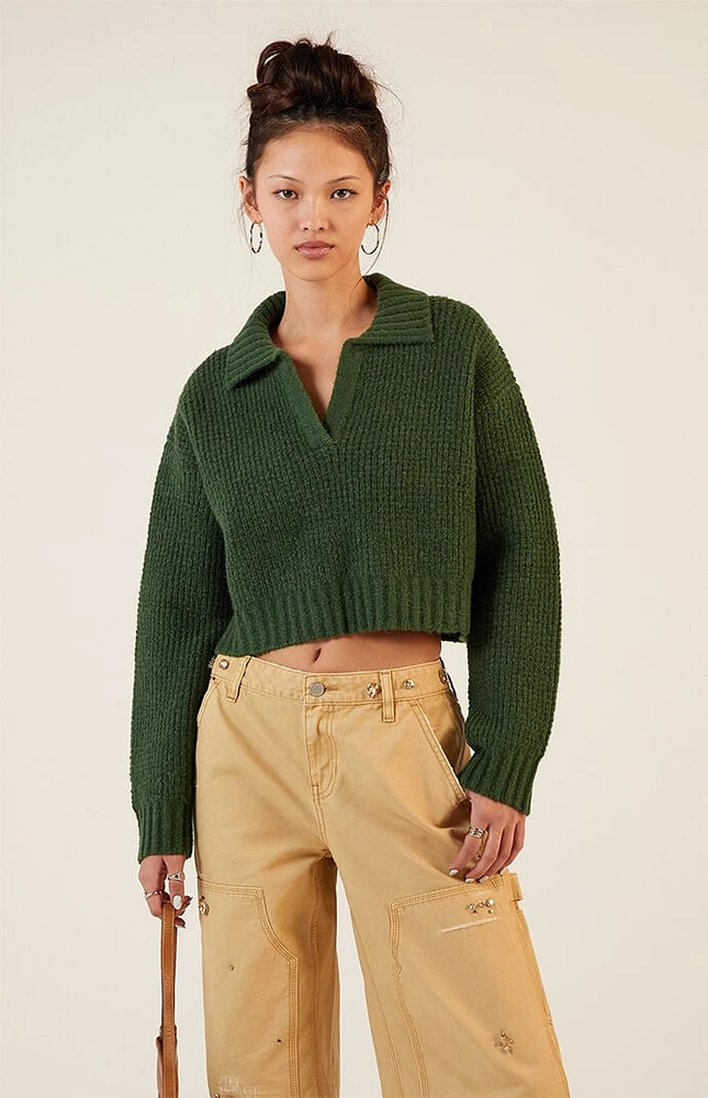 LA Hearts Gabriela Waffle Knit Collared Sweater