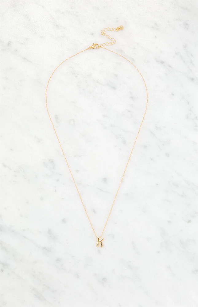 LA Hearts K Initial 14K Gold Plated Necklace