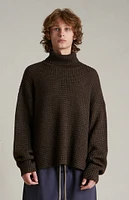 Fear of God Essentials Brown Heavy Waffle Knit Turtleneck Sweater