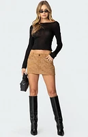 Edikted Isa Faux Suede Mini Skirt