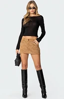 Edikted Isa Faux Suede Mini Skirt