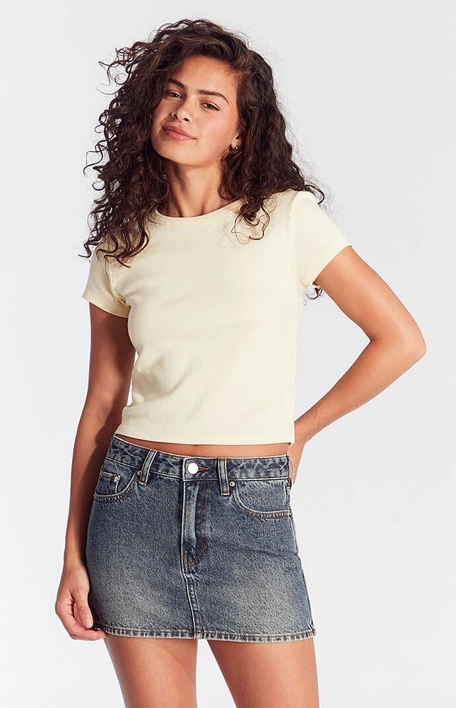PacSun Dark Indigo Mid Rise Denim Mini Skirt