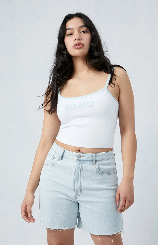 PacSun Stretch Light Indigo Curve Denim Dad Shorts