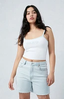 PacSun Stretch Light Indigo Curve Denim Dad Shorts