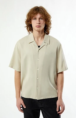 PacSun Tan Solid Color Oversized Camp Shirt