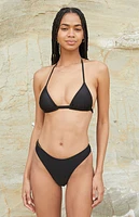 Cupshe Black Shirred Scoop Cheeky Bikini Bottom