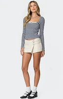 Edikted Buttoned Up Layered Striped Top