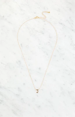 LA Hearts J Initial 14K Gold Plated Necklace
