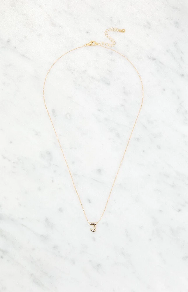 LA Hearts J Initial 14K Gold Plated Necklace