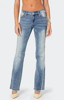 Edikted Frayed Seam Washed Flare Jeans