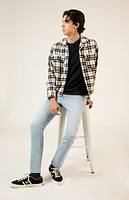Pacsun Black & White Washed Cropped Camp Flannel Shirt