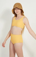 PacSun Kids Orange Scrunch Cropped Bikini Top & High Waisted Bottom Set