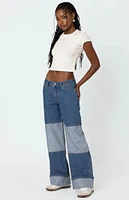 Edikted Lindsey Two Tone Cuffed Jeans