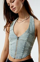 PacSun Denim Halter Corset Vest