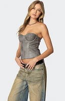 Edikted Sulivan Strapless Faux Leather Corset