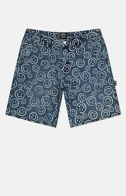 WeSC America Inc Smiley AOP Denim Carpenter Baggy Shorts