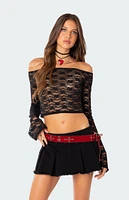 Edikted Laura Off Shoulder Sheer Lace Top