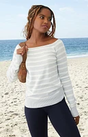 John Galt Light Blue Bonnie Off-The-Shoulder Sweater