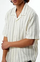 Pacsun White & Blue Striped Oversized Camp Shirt