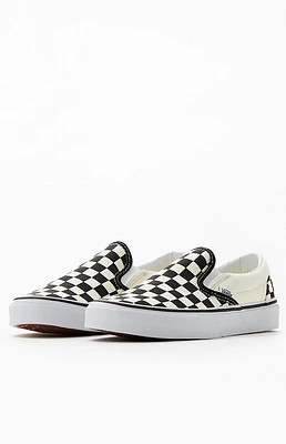 Classic Checkerboard White & Black Slip-On Shoes