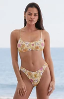 PacSun Eco Yellow Floral California Scoop High Cut Bikini Bottom