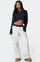 Edikted Contrast Embroidered Sweatpants