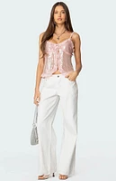 Edikted Sequin Ruffled Split Front Top