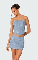 Edikted Icing Sequined Denim Corset