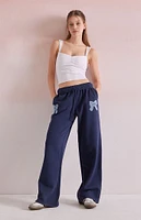 Beverly and Beck Denim Bow Applique Baggy Sweatpants