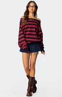 Edikted Sterling Striped Off Shoulder Sweater