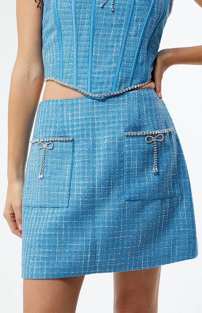 Blue Woven Mini Skirt