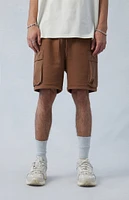 PacSun Fleece Brown Cargo Sweat Shorts