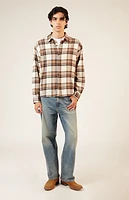 Pacsun Cream Washed Cropped Flannel Shirt