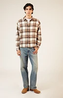 PacSun Cream Washed Cropped Flannel Shirt