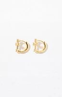 Pacsun Gold Cross Huggie Hoop Earrings