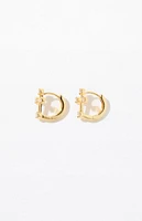 PacSun Gold Cross Huggie Hoop Earrings
