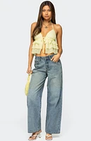 Edikted Zephi Split Front Ruffled Top