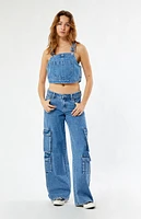 Obey Cropped Overall Denim Top