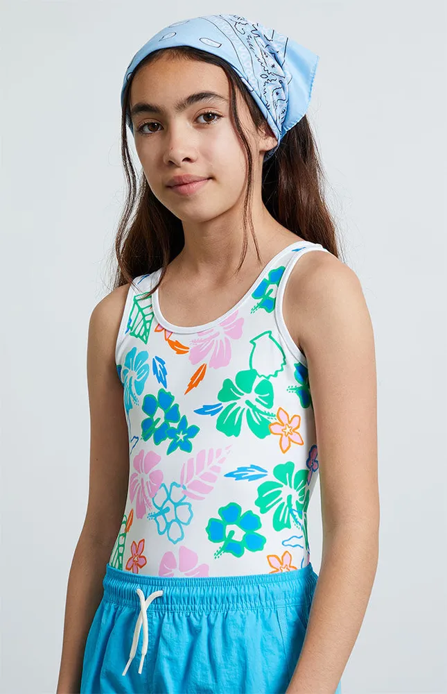 PacSun Kids Multi Hibiscus One Piece Swimsuit