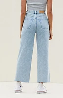 PacSun Light Indigo Ripped Cropped Wide Leg Jeans