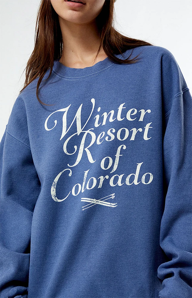 Golden Hour Winter Resort Of Colorado Crew Neck Sweatshirt
