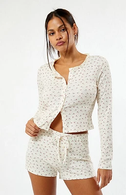 LA Hearts Floral Tie Front Knit Shorts