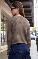 John Galt Brown Zoe Cable Knit Cardigan