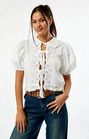 Zemeta Cottage Eyelet Tie Front Top