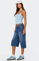 Edikted Xtra Long Low Rise Denim Bermuda Shorts