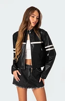 Edikted Rockstar Oversized Faux Leather Jacket