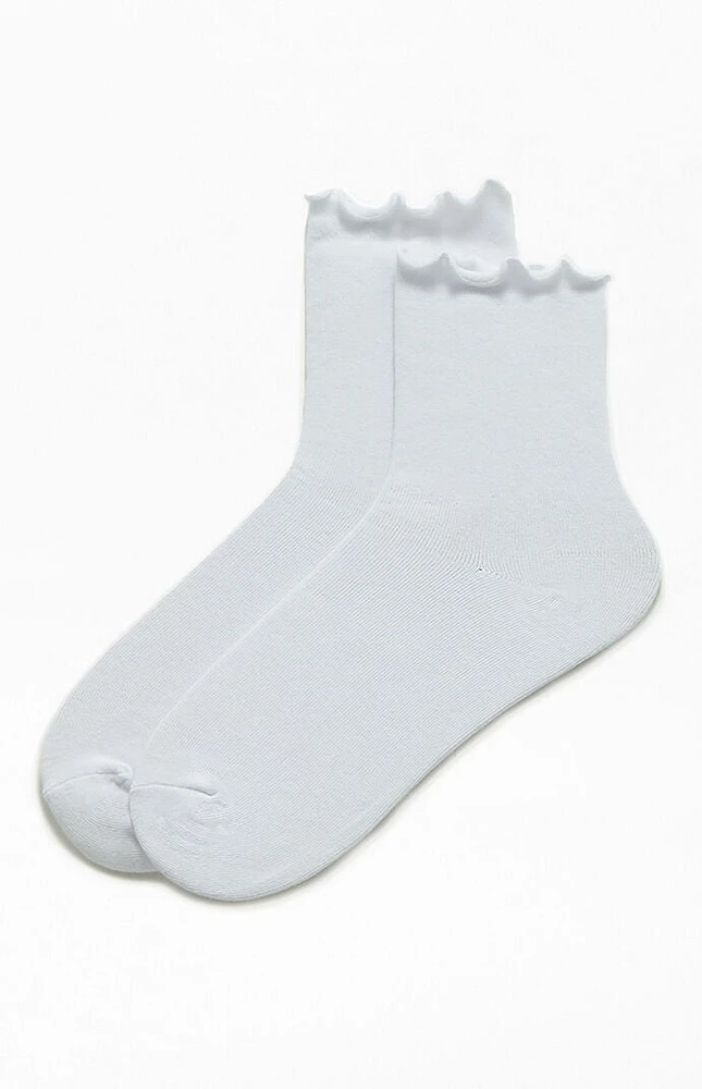 John Galt White Ruffle Socks