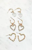 LA Hearts 3 Pack Mixed Heart Earrings