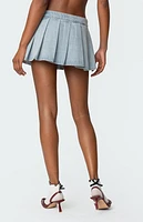 Edikted Elyssa Pleated Denim Mini Skort