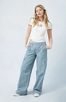 PacSun Blue E-Waist Low Rise Baggy Cargo Pants